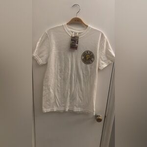 White T-Shirt with Goats on the Roof Logo